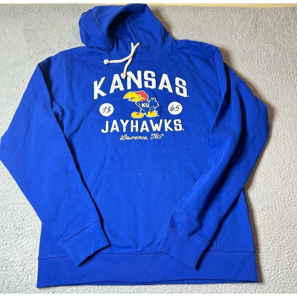 Kansas Jayhawks Sweatshirt Mens‎ L Blue League 91 Hoodie Football NCAA NEW